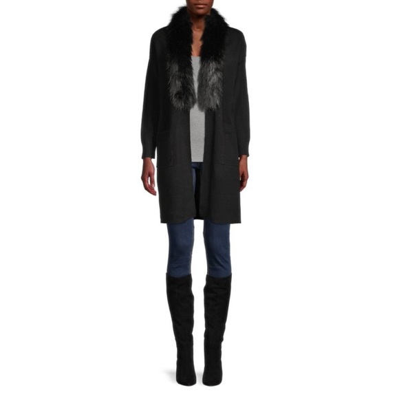 SAKS OFF FIFTH Fur Cardigan - Picture 1 of 4